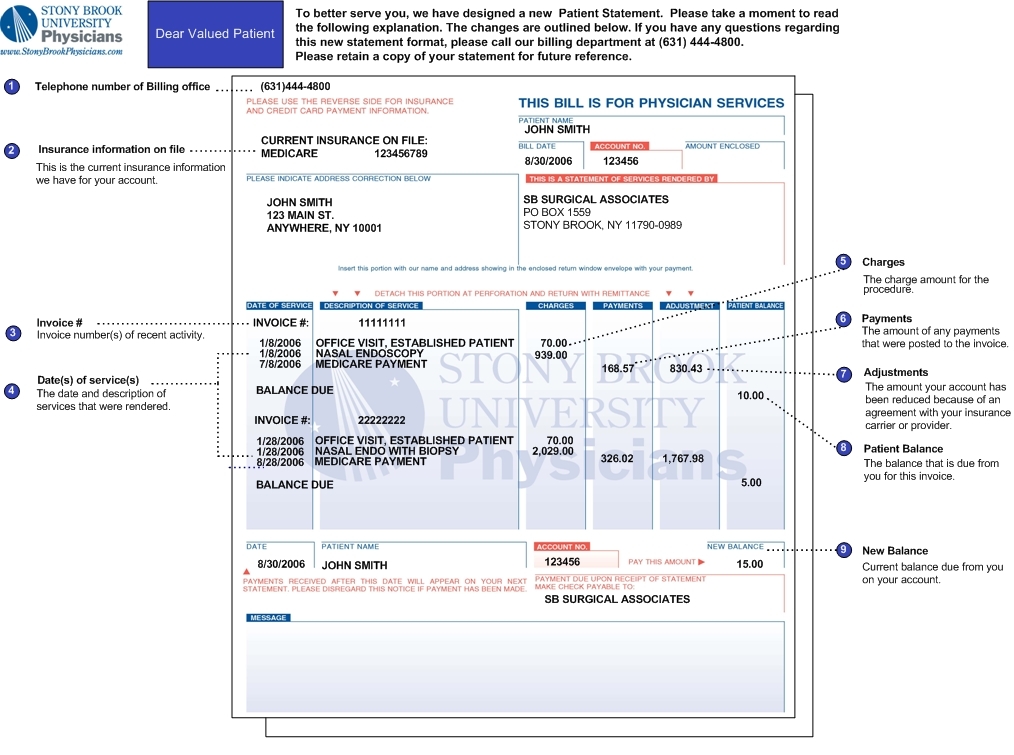 billing statement piece